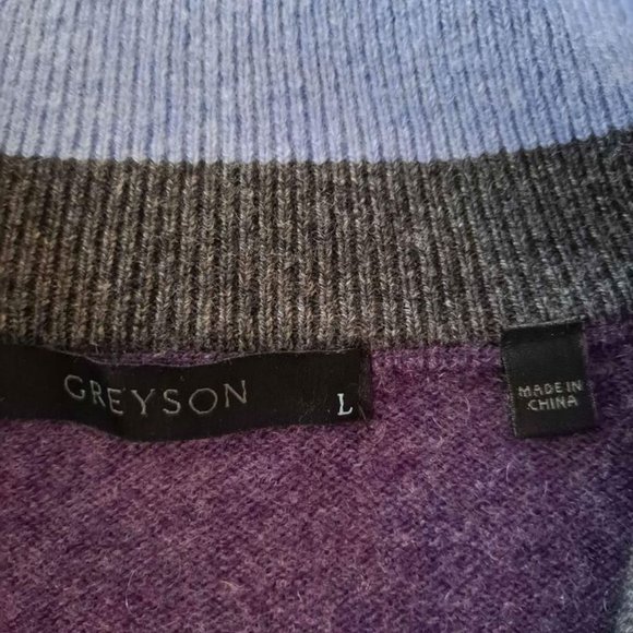 GREYSON SEBONACK 1/4 ZIP CASHMERE/WOOL MEN'S PURPLE ULTRA SOFT PULLOVER SWEATER - Picture 5 of 5